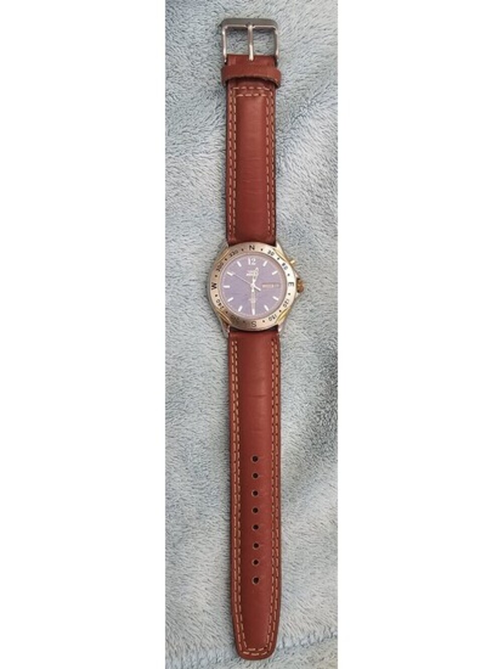 Timex Stainless Steel Wristwatch with Brown Leather Strap